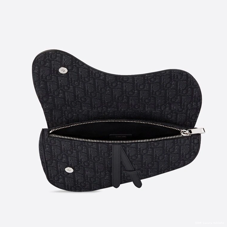Cheap Dior Black Oblique Canvas Saddle Motif Crossbody 0818 Luxury
